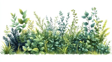 Lush green foliage border illustration.