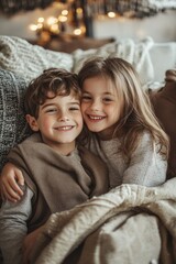 Fototapeta premium Kids on Couch