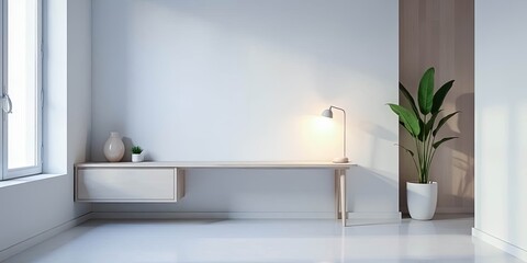 Minimalist Home Office Desk Setup with Natural Light and Plants