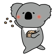 節分の豆まきをするコアラ