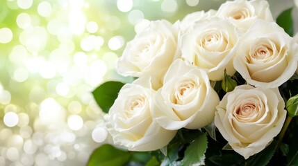 Obraz premium A bouquet of creamy white roses blossoms