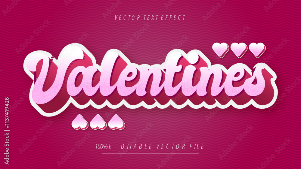 Poster valentines editable text effect 3d text effect template