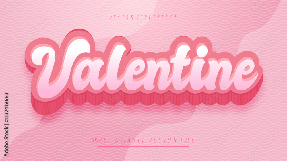 Poster valentine editable text effect 3d font effect pink color theme
