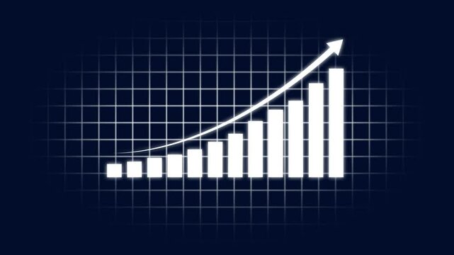 Business growth concept in graph chart showing marketing sales profit increasing to future target . growing business concept. Clean Hi-tech style technology chart