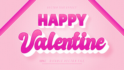 Editable Cute Pink Text Effect Happy Valentines Day Template