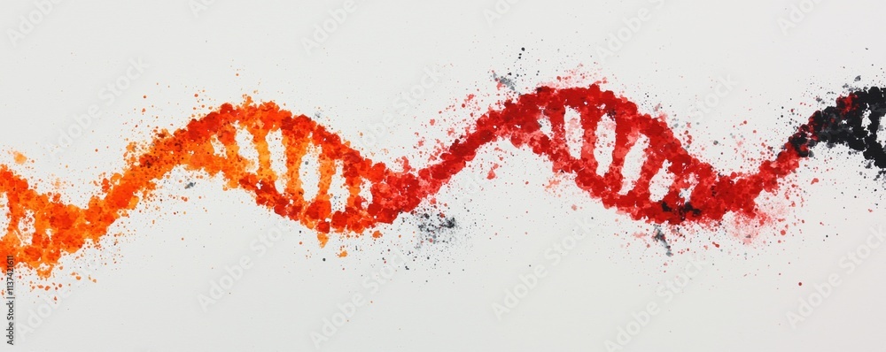Poster dna analysis biometrics concept. a colorful representation of a dna double helix made from vibrant p