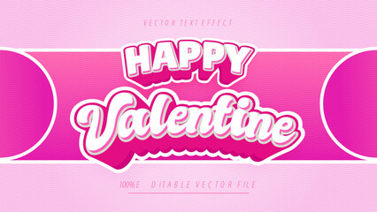 Happy valentines day editable text style effect pink color theme