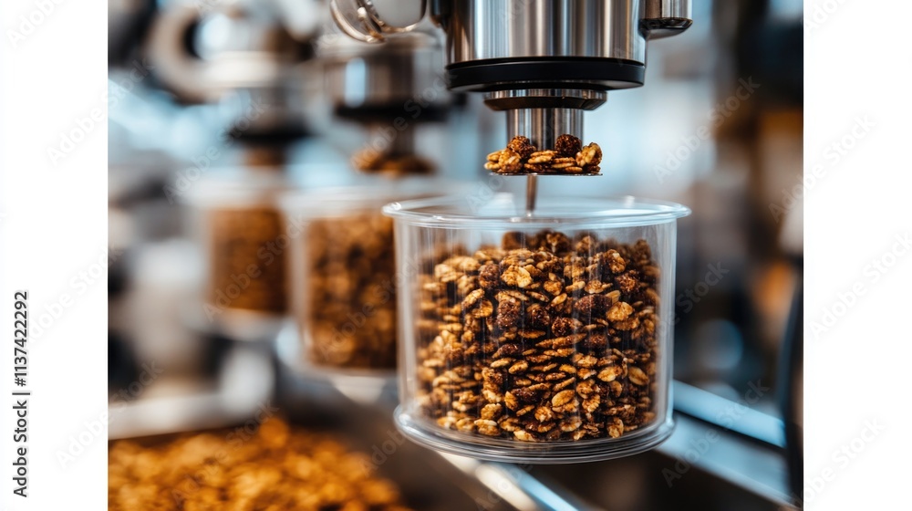Poster automated nut packaging machine in operation