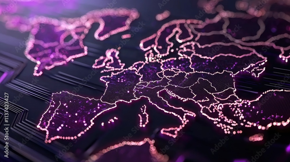 Poster digital map visualization of europe data technology abstract environment futuristic viewpoint global