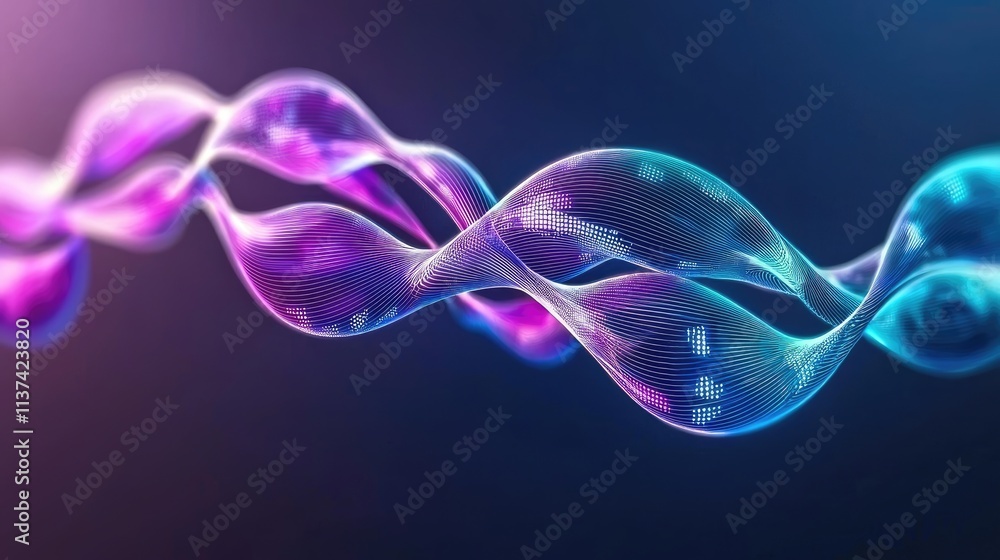 Poster dynamic waveforms representing data flow digital space visual art abstract environment aesthetic vie