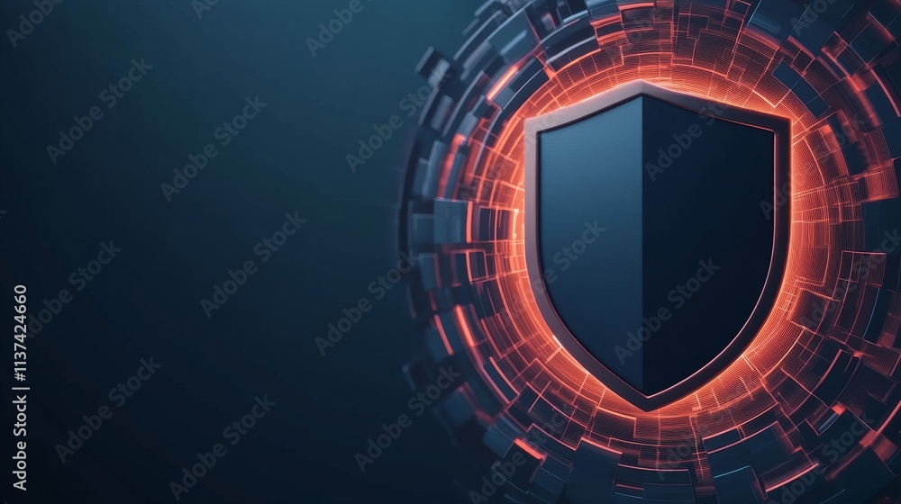 Poster digital shield with glowing circuitry background design. bound and safeguard concept.