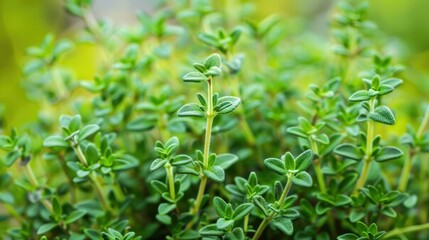 Fototapeta premium Thyme plant with lush green leaves.