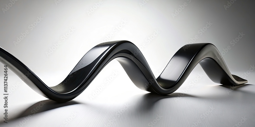 Poster Abstract Black Arrow Winding Through Curves on White Background Illustrating Direction and Movement in a Stylized Way for Modern Design Concepts