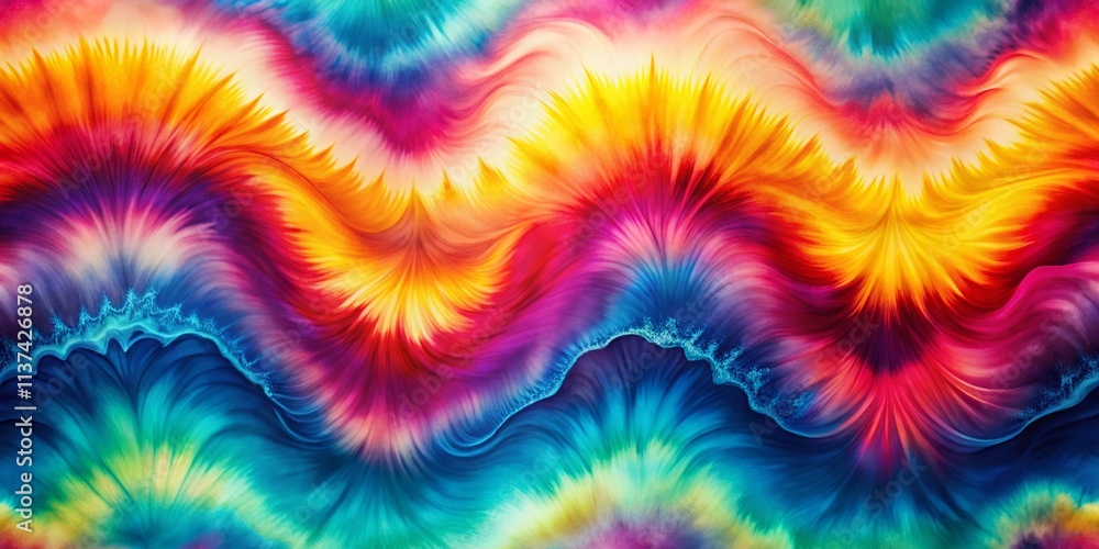 Poster blurry silk neutral tie dye texture background with wavy irregular bleeding wave seamless pattern an