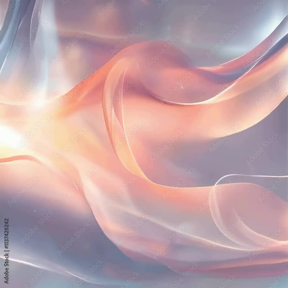 Poster dynamic flowing waves with abstract glow and smoke design