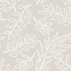 Neutral Colour Tropical Leaf Seamless Pattern Design