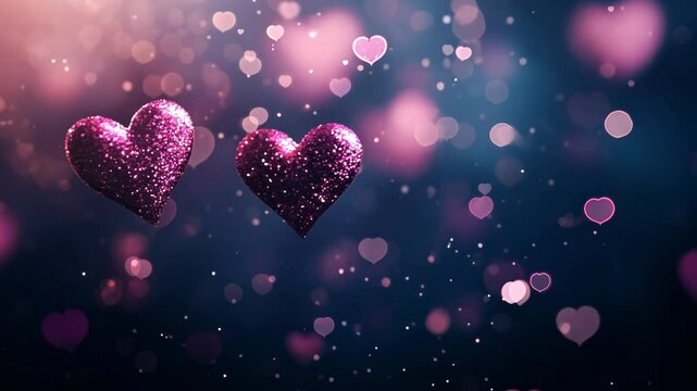 Romantic Glitter Hearts with Dreamy Bokeh and Floating Effect