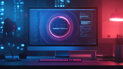 Obraz premium computer with circle on screen