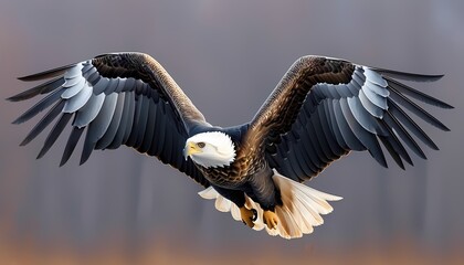 Obraz premium Majestic bald eagle soaring in the wild north american wilderness wildlife photography open sky aerial perspective nature conservation