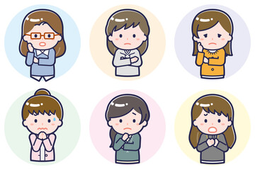 Fototapeta premium いろいろな人物セット_困惑_女性