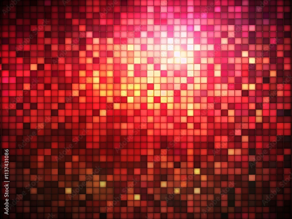 Poster bright abstract squares background in mosaic style with artistic soft light and dark red hues for ey