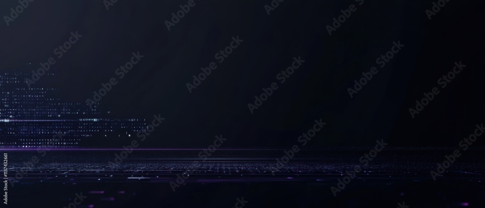 Aufkleber abstract digital data stream flowing over dark grid background