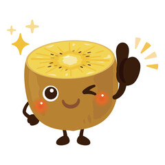 グッドサインを出すゴールデンキウイのキャラクターイラスト