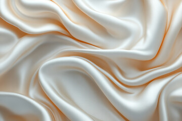 Obraz premium Creamy white silk fabric background with soft folds.