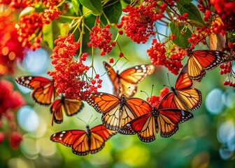 Candid Butterfly Mandala Photography: Red Floral Vines & Winged Wonders