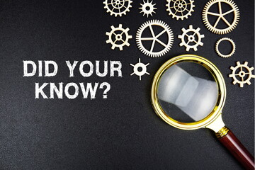 Did Your Know? text message with magnifying glass on black background