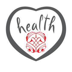Obraz premium Fitness Logo Vector with Dumbbells and Heart Design.