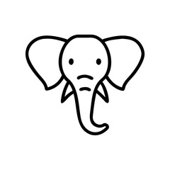 Cute Line Art Elephant Illustration, Elephant head vector Art, Icon, Logo and Graphics. Elephant head outline and line art illustration design.