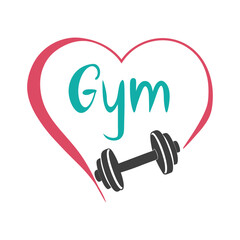 Fitness Logo Vector with Dumbbells and Heart Design.