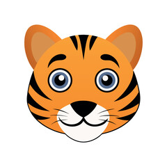 Cute Cartoon Tiger Face, Perfect for Kids, Cartoon tiger. Tiger's head. Cute illustration of tiger face. Vector illustration.