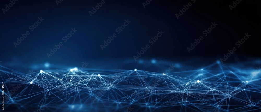 Poster abstract blue network connection, digital technology background image