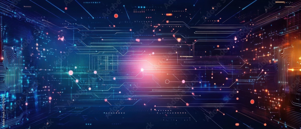 Poster abstract futuristic technology background: digital network and circuit board design