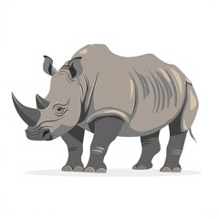 Obraz premium Flat-Style Rhinoceros Vector on White Background