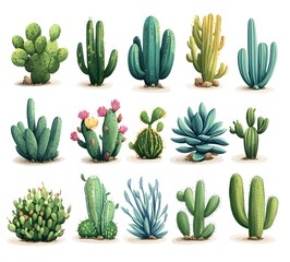 Fototapeta premium A Collection Of Diverse Cactus And Succulent Plants