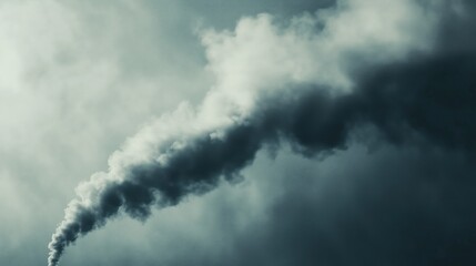 Obraz premium Thick industrial smoke billowing into cloudy sky - environmental pollution concept