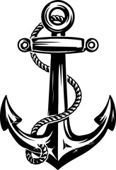 Illustration of the anchor in engraving style. Design element for poster, card, banner, sign, logo. Vector illustration