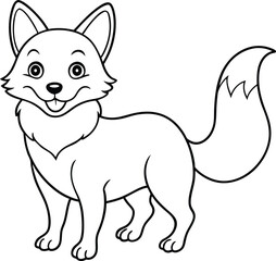 Happy Fox Line Art Vector Illustration Design