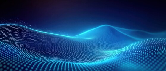 Abstract Blue Digital Wave Background, Futuristic Technology Concept