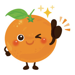 グッドサインを出すオレンジのキャラクターイラスト