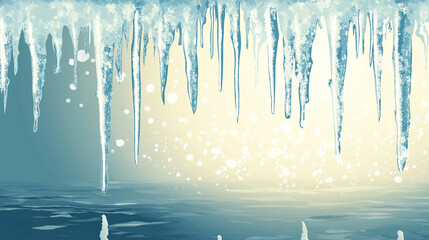 Melting icicles with sunlight reflection