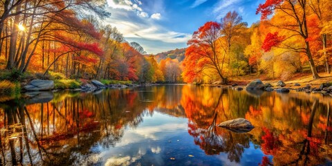 Catoctin State Park Autumn Reflection: Golden Fall Foliage Painting