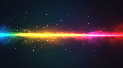 dark background with a central colorful gradient laser light beam that sparkles.