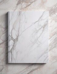 Close up of a blank magazine cover on a marble background, marble, mockup
