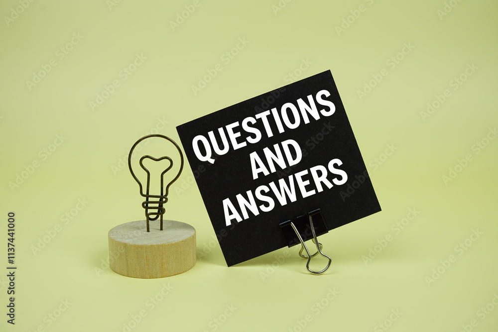 Poster questions and answers text message on sticky note with on yellow background