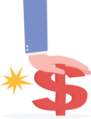 Lower inflation, economic collapse, declining business, reduced profits or losses, mis investment, hands squeezing dollar signs  © WS DESIGN