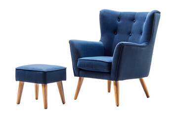 blue leather armchair isolated on white